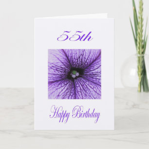 Happy 55th Birthday purple Blossom Card