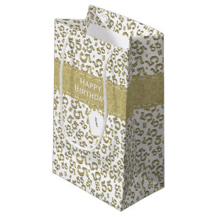 Happy 55th Birthday Random Number Pattern Gold Small Gift Bag