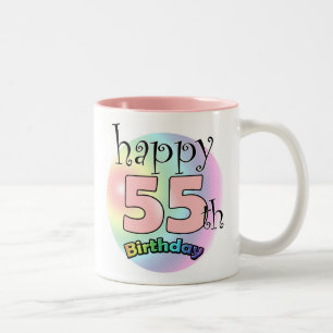 Happy 55th Birthday (roze) Two-Tone Coffee Mug