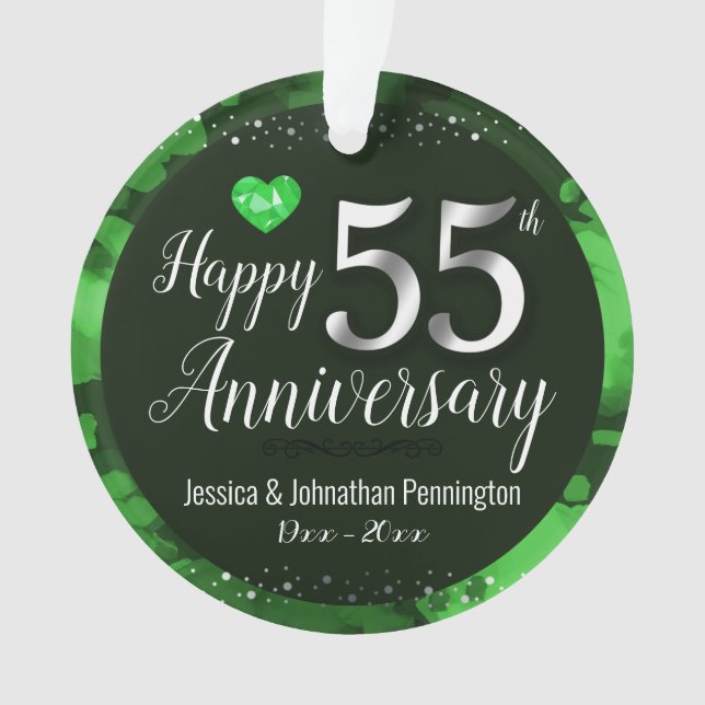 Happy 55th Wedding Anniversary Ornament (Front)