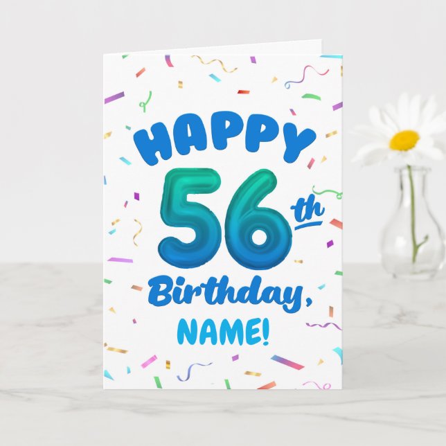 Happy 56th Birthday Card with Custom Name (Small Plant)