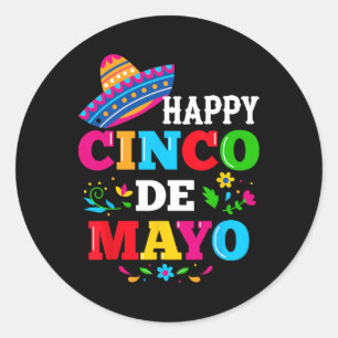 Happy 5 De Mayo Lets Fiesta Viva Mexico Cinco De M Classic Round Sticker