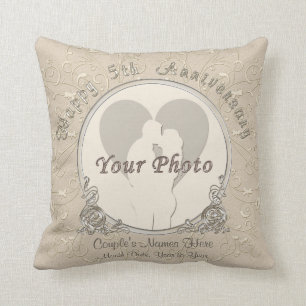Happy 5th Anniversary Gift Ideas Your Photo, Text Cushion