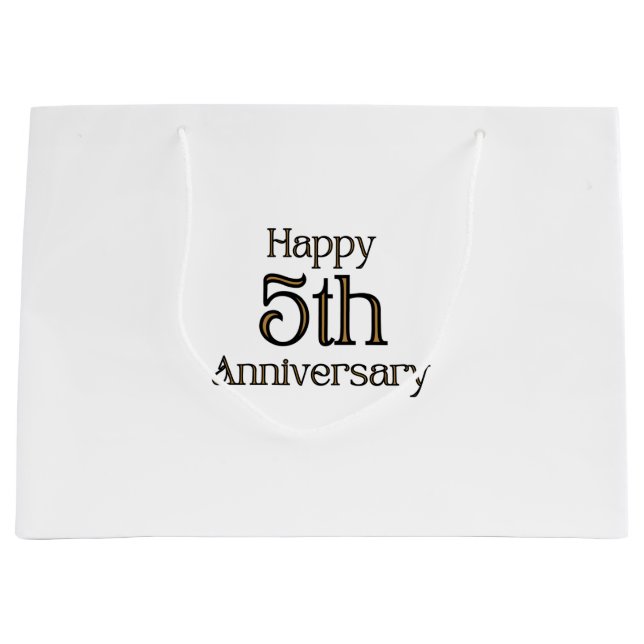 Happy 5th Anniversary Large Gift Bag (Front)