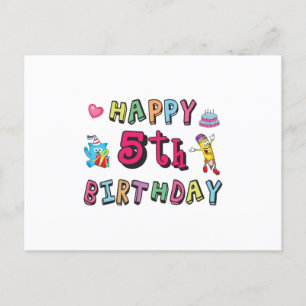 Happy 5th Birthday 5 year old b-day wishes Postcard
