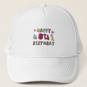 Happy 5th Birthday 5 year old b-day wishes Trucker Hat