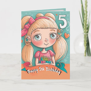 Happy 5th Birthday card for Girls