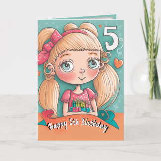 Happy 5th Birthday card for Girls