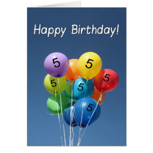 Happy 5th Birthday Coloured Balloons in a blue Sky