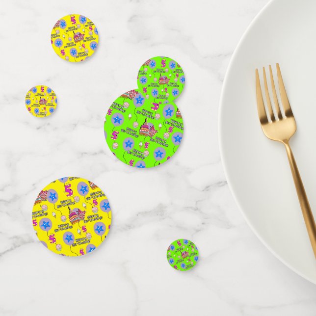 Happy 5th Birthday Confetti, Yellow & Green Confetti (Group)