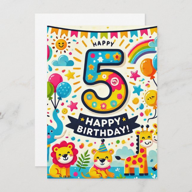 Happy 5th Birthday! Enclosure Card (Front/Back)