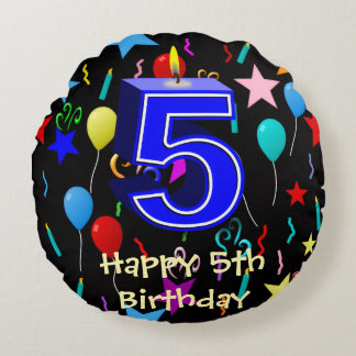 Happy 5th Birthday Round Cushion