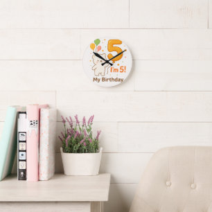 Happy 5th Birthday Wall Clock – Colourful Balloon 