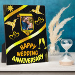 Happy 5th Wedding Anniversary Black & Gold Modern  Plaque<br><div class="desc">Celebrate love with my Personalised Happy Wedding Anniversary Plaque, perfect for any couple! Featuring a chic black and gold design with elegant glitters and gold hummingbirds, this plaque can be customised with 1 photo ad years of anniversary, making it a truly unique keepsake. Ideal for golden anniversaries, whether it's a...</div>
