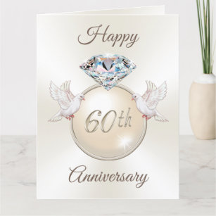 Happy 60th Anniversary Card Diamond, 2 Love Birds