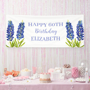 Happy 60th Birthday Bluebonnets Blue Flowers Banner