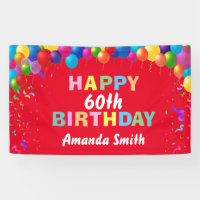 Happy 60th Birthday Colorful Balloons Red