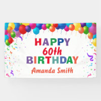 Happy 60th Birthday Colorful Balloons White