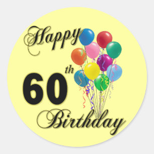 Happy 60th Birthday Gifts and Birthday Apparel Classic Round Sticker