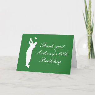 Happy 60th Birthday Golfer Sports Par Thank You Card