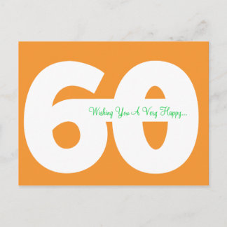 Happy 60th Birthday Milestone Postcards -in Orange