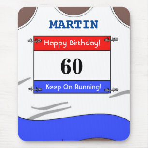 Happy 60th Birthday Mouse Mat for a Runner