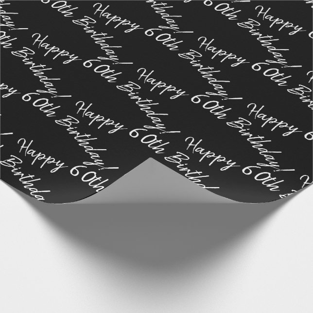 Happy 60th Birthday on black Wrapping Paper (Corner)