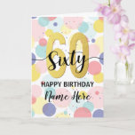 Happy 60th Birthday Pastel Rainbow Gold Woman Card<br><div class="desc">Fun,  cheerful,  elegant and colorful design birthday card. 
Firework in bright rainbow colors. Faux gold big number.
Get this cheerful card to celebrate your friend or family!</div>