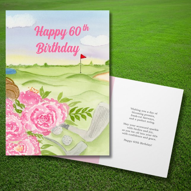 Happy 60th Birthday Peonies On Golf Course Card (Creator Uploaded)
