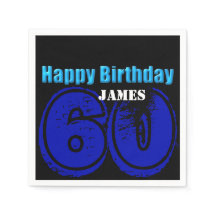 Happy 60th Birthday Personalised Paper Napkin