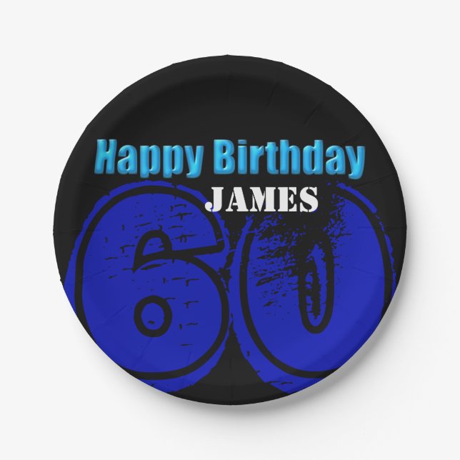 Happy 60th Birthday Personalised Paper Plates (Front)