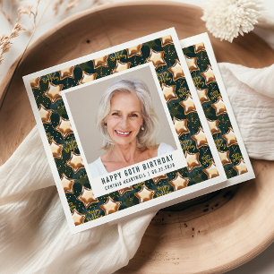 Happy 60th Birthday Photo Glam Star Balloons Napkin