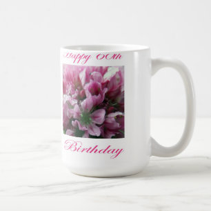 Happy 60th Birthday Pink and Green Flower Coffee Mug