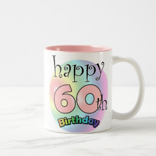 Happy 60th Birthday (pink) Two-Tone Coffee Mug