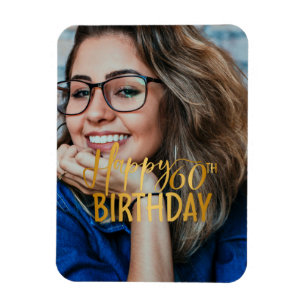Happy 60th Birthday Script Personalised Photo Magnet