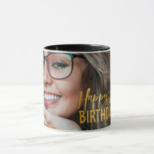 Happy 60th Birthday Script Personalised Photo Mug