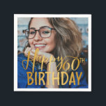Happy 60th Birthday Script Personalised Photo Napkin<br><div class="desc">Happy 60th Birthday Script Personalised Photo Napkins</div>