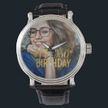 Happy 60th Birthday Script Personalised Photo Watch<br><div class="desc">Happy 60th Birthday Script Personalised Photo Watch</div>