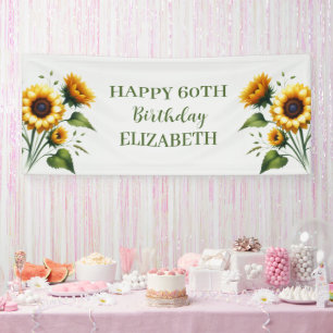 Happy 60th Birthday Sunflowers Yellow Flowers Banner