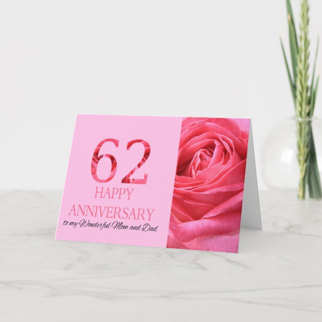 Happy 62nd Anniversary roses for Mum and Dad Card (Front)