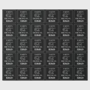 HAPPY 62ND BIRTHDAY; Art Deco Style w/ Custom Name Wrapping Paper