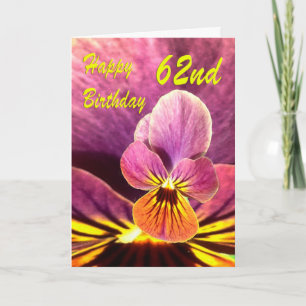 Happy 62nd Birthday Flower Pansy Card