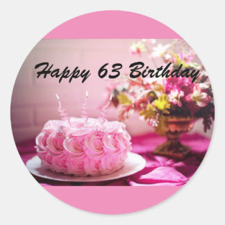 Happy 63 Birthday Classic Round Sticker