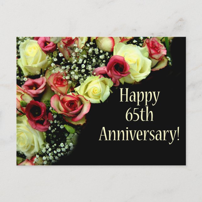 Happy 65th Anniversary roses Postcard (Front)
