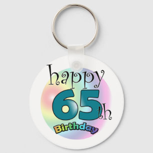 Happy 65th Birthday (Blue) Key Ring
