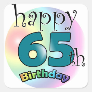 Happy 65th Birthday (Blue) Square Sticker