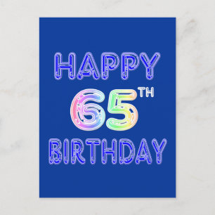 Happy 65th Birthday in Balloon Font Postcard
