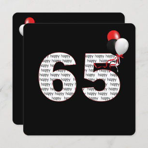 Happy 65th Birthday On Black Invitation