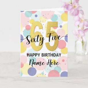 Happy 65th Birthday Pastel Rainbow Gold Woman Card