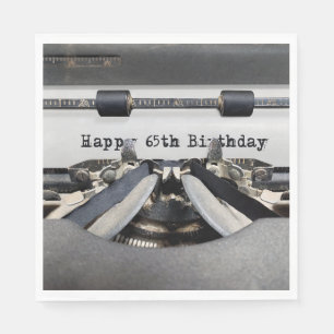 Happy 65th Birthday Retro Typewriter Napkin